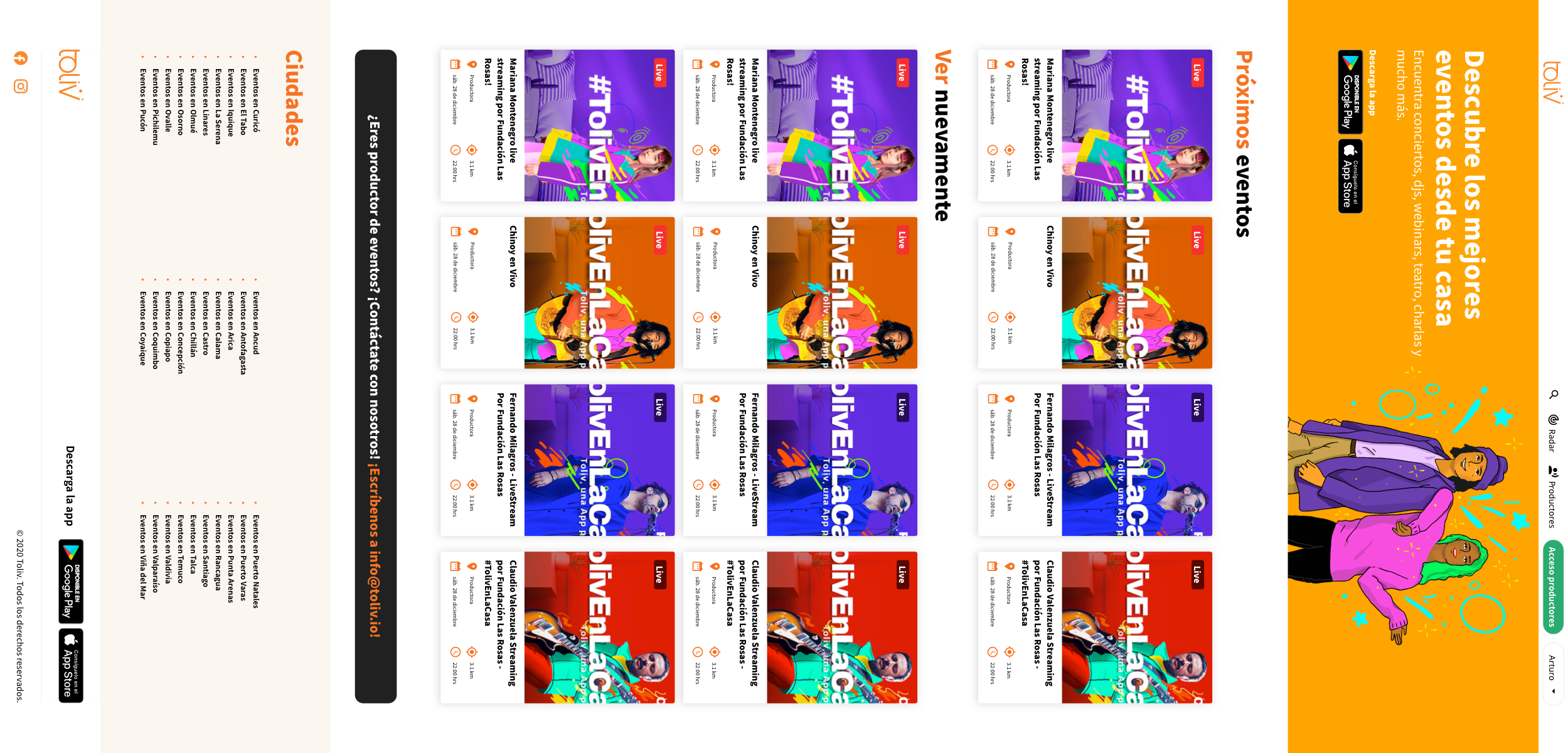 Rediseño de la plataforma de eventos Toliv.io