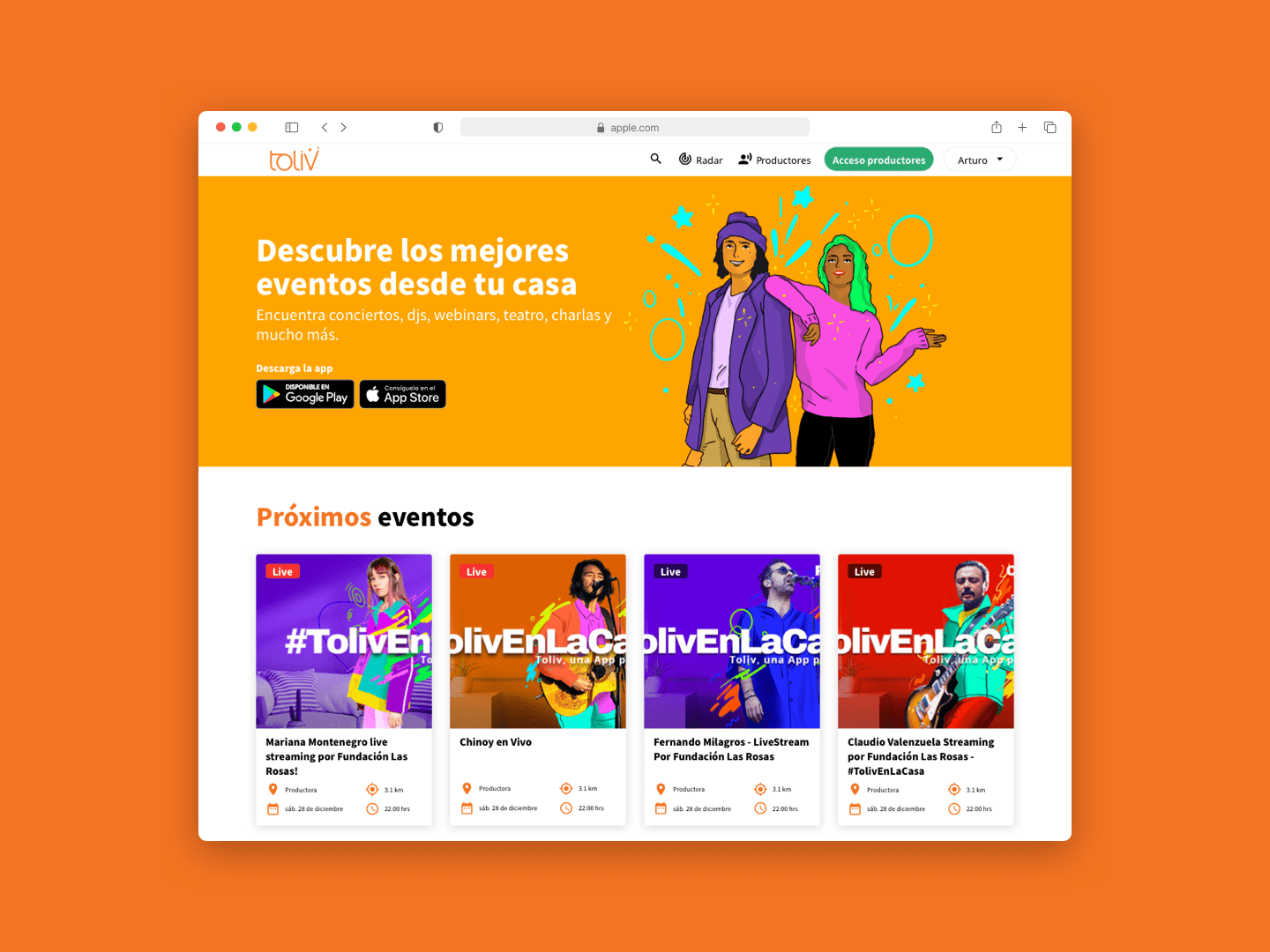 Diseño nueva página de para Toliv.io